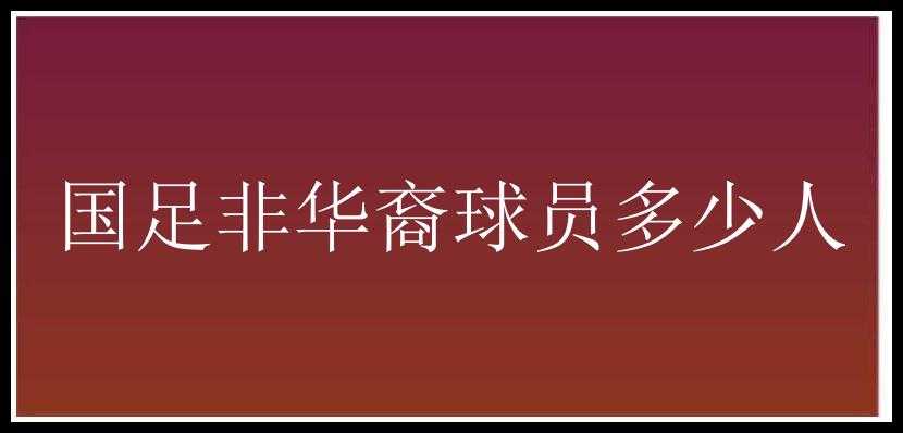 国足非华裔球员多少人