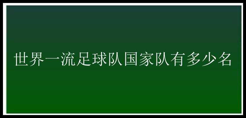 世界一流足球队国家队有多少名