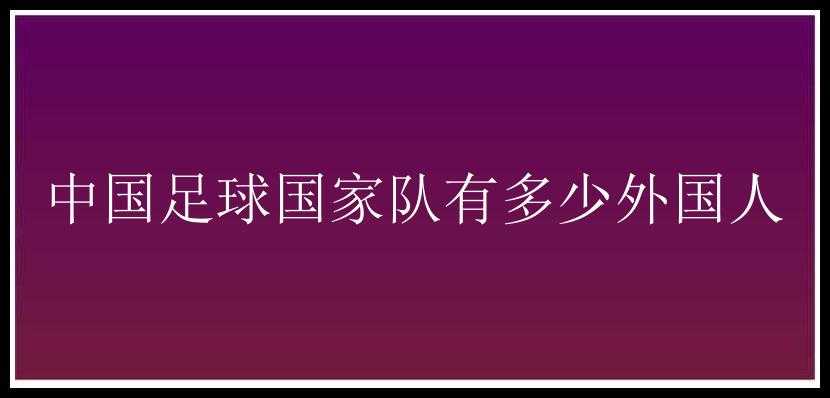 中国足球国家队有多少外国人