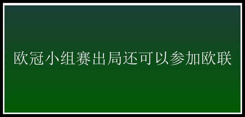 欧冠小组赛出局还可以参加欧联