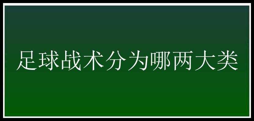 足球战术分为哪两大类