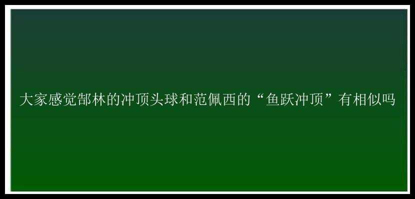 大家感觉郜林的冲顶头球和范佩西的“鱼跃冲顶”有相似吗