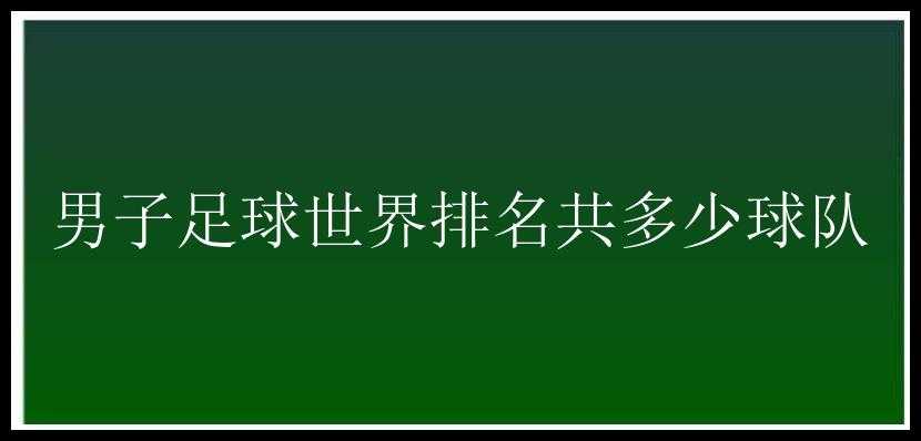 男子足球世界排名共多少球队