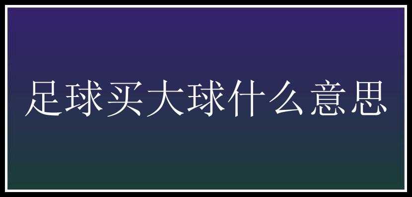 足球买大球什么意思