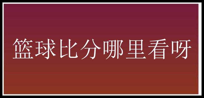 篮球比分哪里看呀