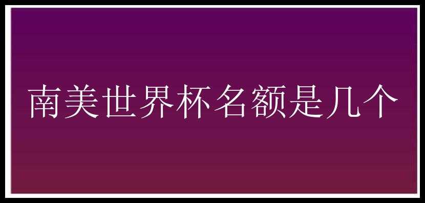 南美世界杯名额是几个