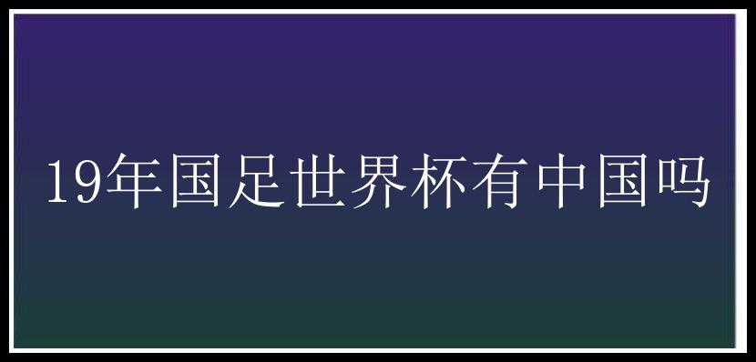 19年国足世界杯有中国吗