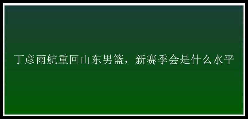 丁彦雨航重回山东男篮，新赛季会是什么水平