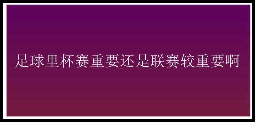 足球里杯赛重要还是联赛较重要啊