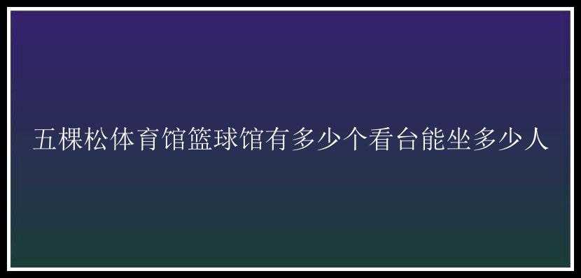 五棵松体育馆篮球馆有多少个看台能坐多少人