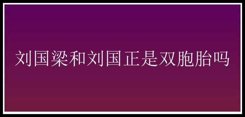 刘国梁和刘国正是双胞胎吗