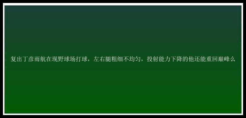 复出丁彦雨航在现野球场打球，左右腿粗细不均匀，投射能力下降的他还能重回巅峰么