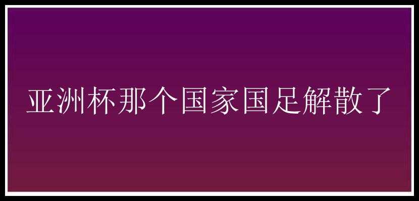 亚洲杯那个国家国足解散了