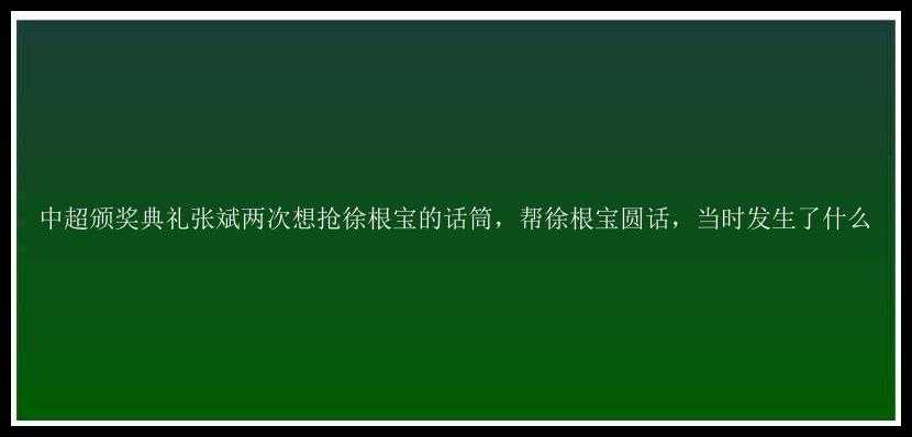 中超颁奖典礼张斌两次想抢徐根宝的话筒，帮徐根宝圆话，当时发生了什么