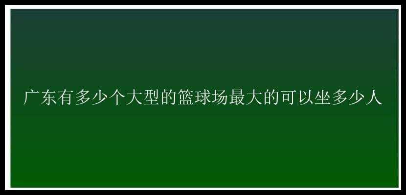 广东有多少个大型的篮球场最大的可以坐多少人