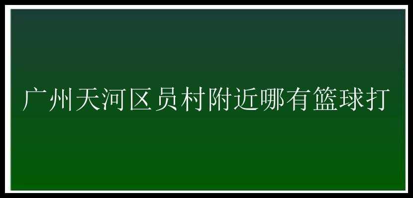 广州天河区员村附近哪有篮球打