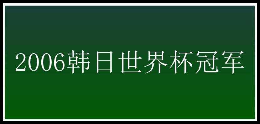 2006韩日世界杯冠军