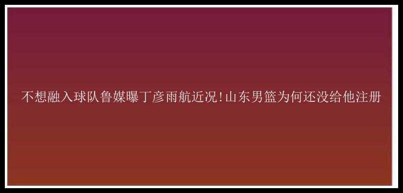 不想融入球队鲁媒曝丁彦雨航近况!山东男篮为何还没给他注册