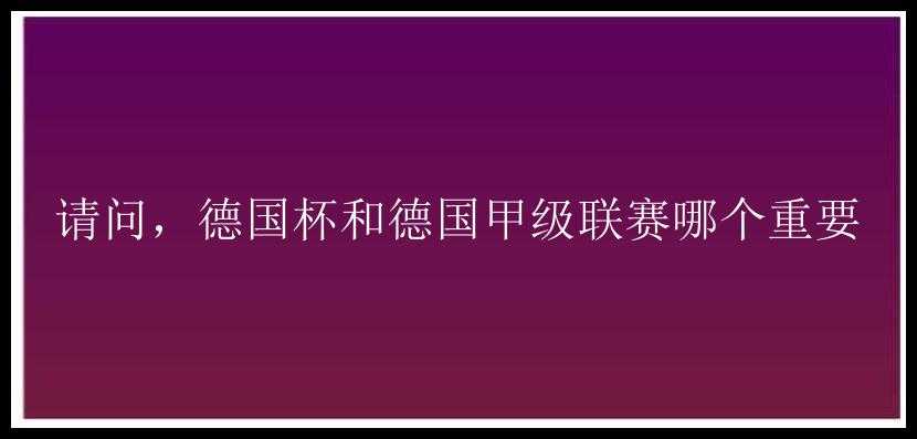 请问，德国杯和德国甲级联赛哪个重要