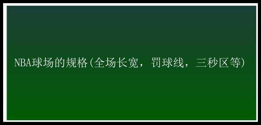 NBA球场的规格(全场长宽，罚球线，三秒区等)