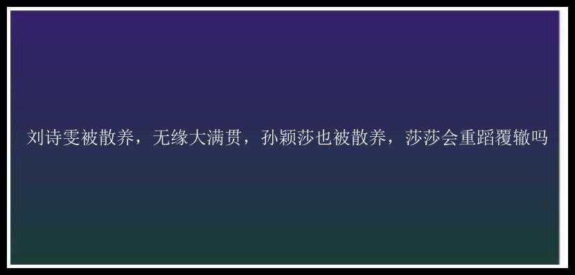 刘诗雯被散养，无缘大满贯，孙颖莎也被散养，莎莎会重蹈覆辙吗