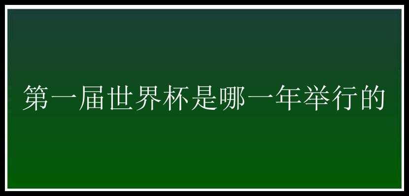 第一届世界杯是哪一年举行的