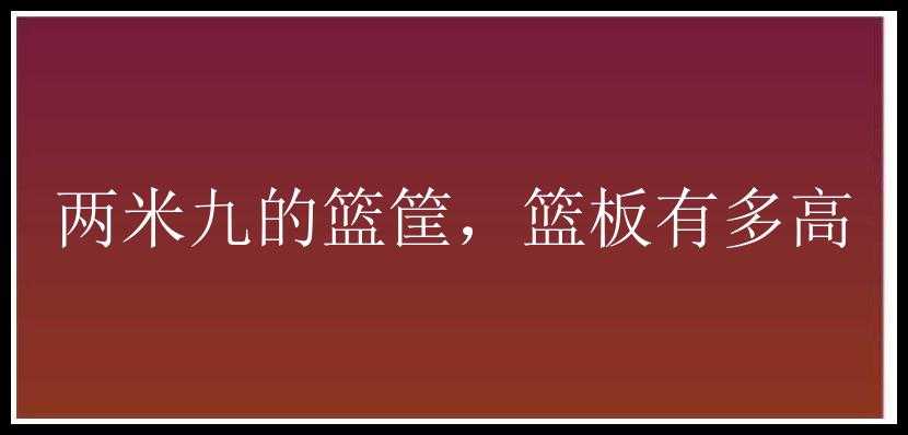 两米九的篮筐，篮板有多高