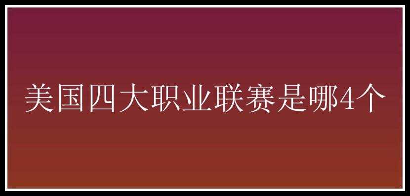 美国四大职业联赛是哪4个