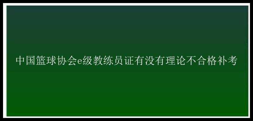 中国篮球协会e级教练员证有没有理论不合格补考