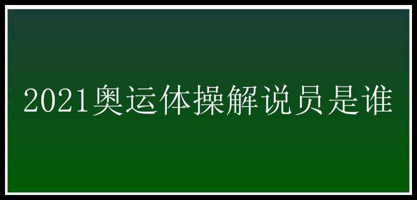 2021奥运体操解说员是谁