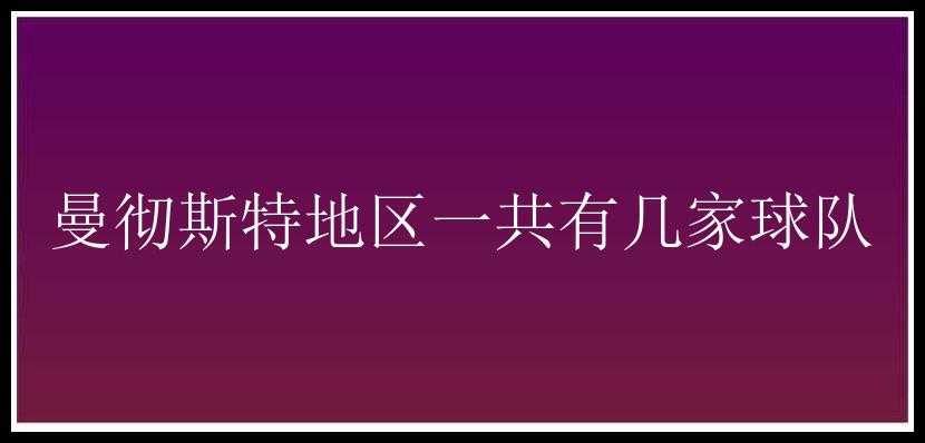 曼彻斯特地区一共有几家球队