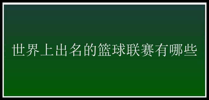 世界上出名的篮球联赛有哪些