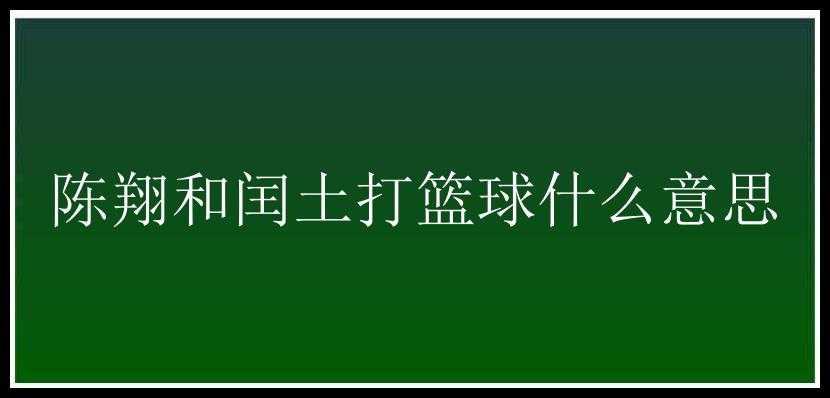 陈翔和闰土打篮球什么意思