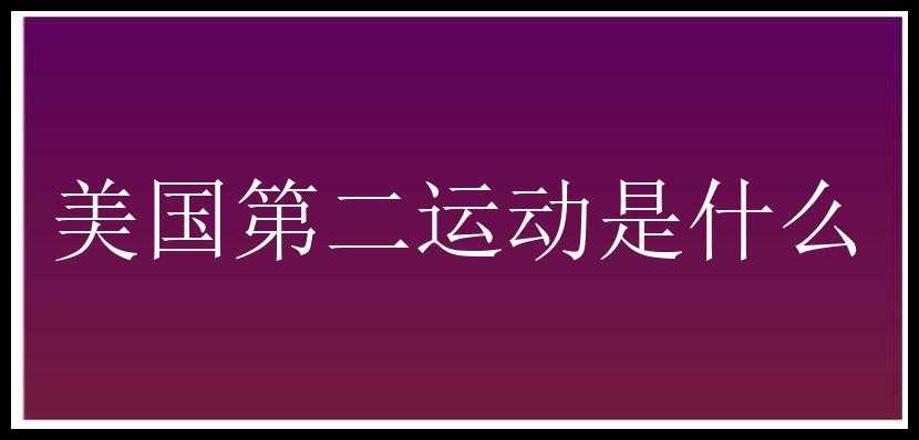 美国第二运动是什么