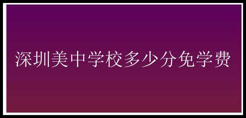 深圳美中学校多少分免学费