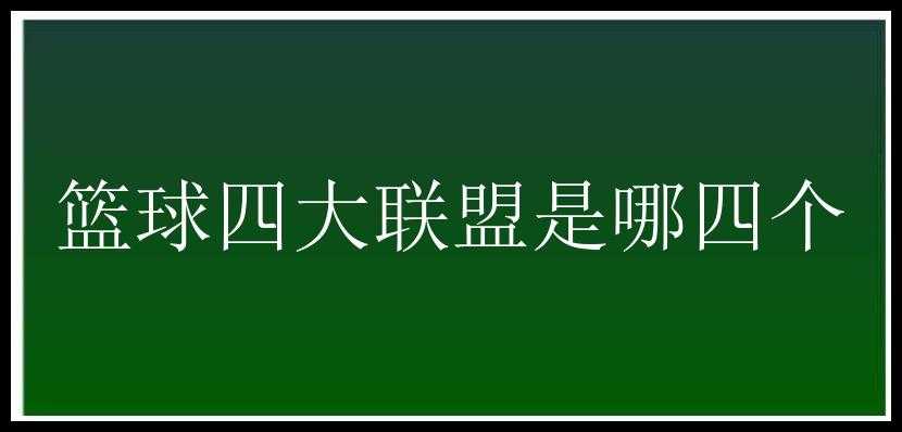 篮球四大联盟是哪四个