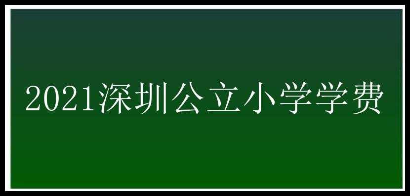 2021深圳公立小学学费