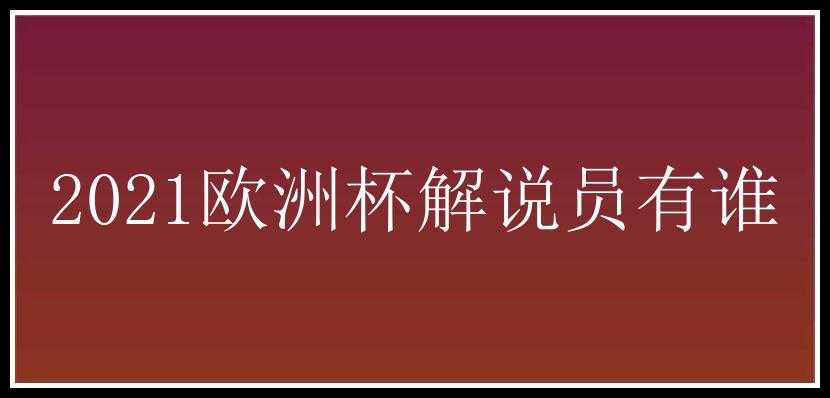 2021欧洲杯解说员有谁