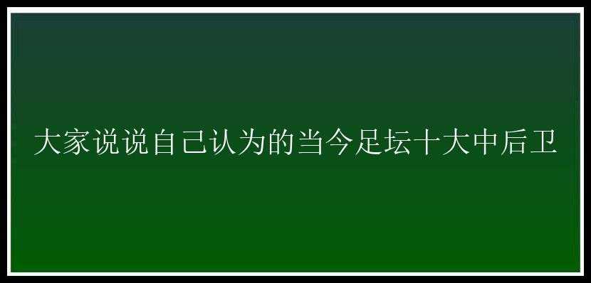 大家说说自己认为的当今足坛十大中后卫