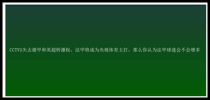 CCTV5失去德甲和英超转播权，法甲将成为央视体育主打，那么你认为法甲球迷会不会增多