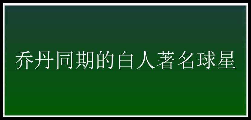 乔丹同期的白人著名球星