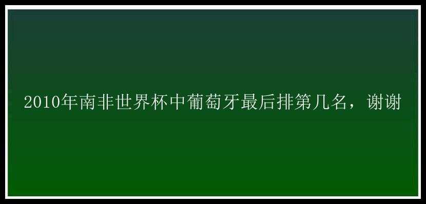 2010年南非世界杯中葡萄牙最后排第几名，谢谢