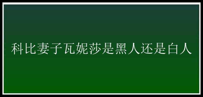 科比妻子瓦妮莎是黑人还是白人