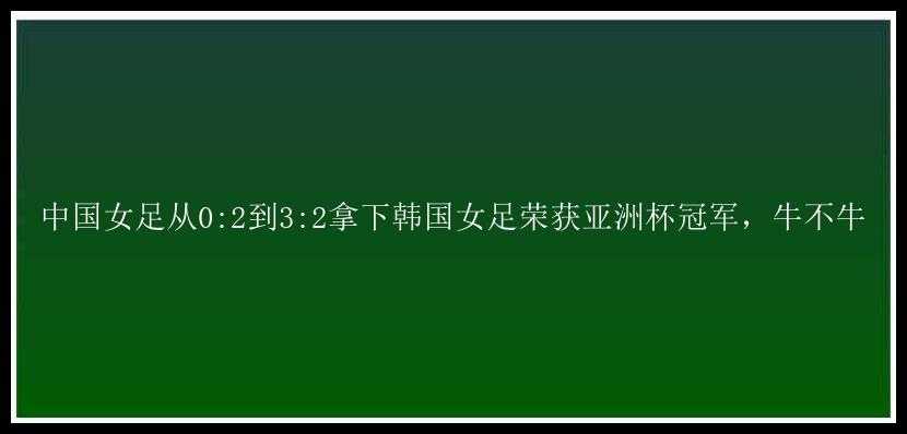 中国女足从0:2到3:2拿下韩国女足荣获亚洲杯冠军，牛不牛