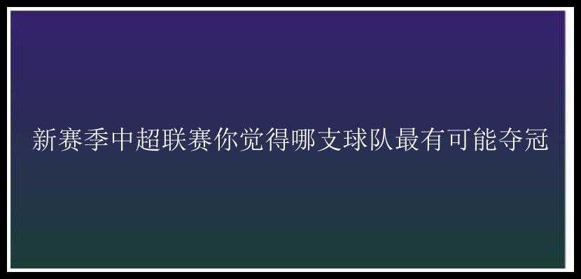 新赛季中超联赛你觉得哪支球队最有可能夺冠