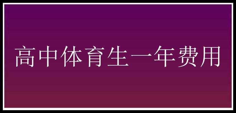 高中体育生一年费用