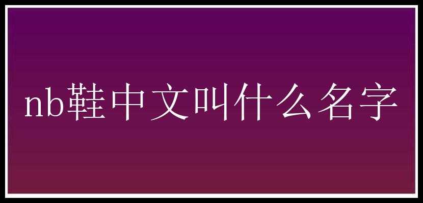 nb鞋中文叫什么名字