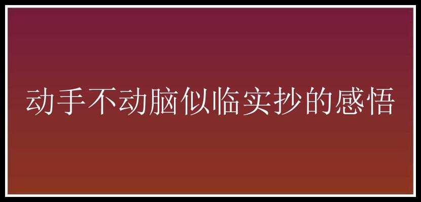 动手不动脑似临实抄的感悟