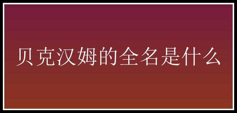 贝克汉姆的全名是什么