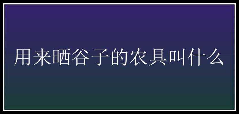 用来晒谷子的农具叫什么